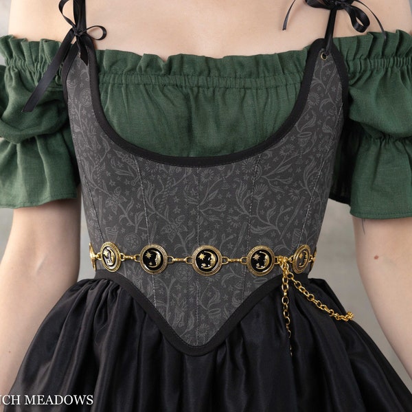 Black and Gold Metal Moon Renaissance Belt | Chain Belt Tarot Belt Medieval Belt Viking Belt Renaissance Faire Costume Witch Fairy Grunge