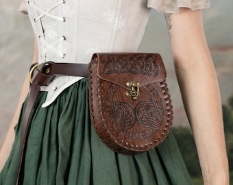 Medieval Belt Pouch | POUCH ONLY Dragon Vegan Leather Bag Renaissance Faire Medieval Viking LARP Cosplay Costumes Renaissance Accessories