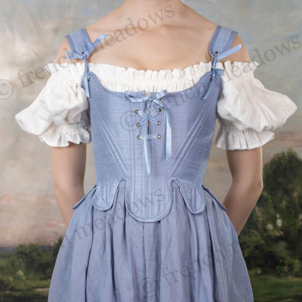 Renaissance Corset | 18th Century Stays in French Blue Silk Dupioni | Marie Antoinette Elizabethan Rococo Cottage Core Princess Fairy