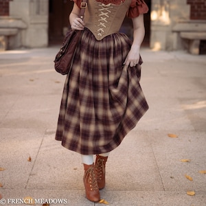 Maxi Wool Plaid Skirt Brown Etsy