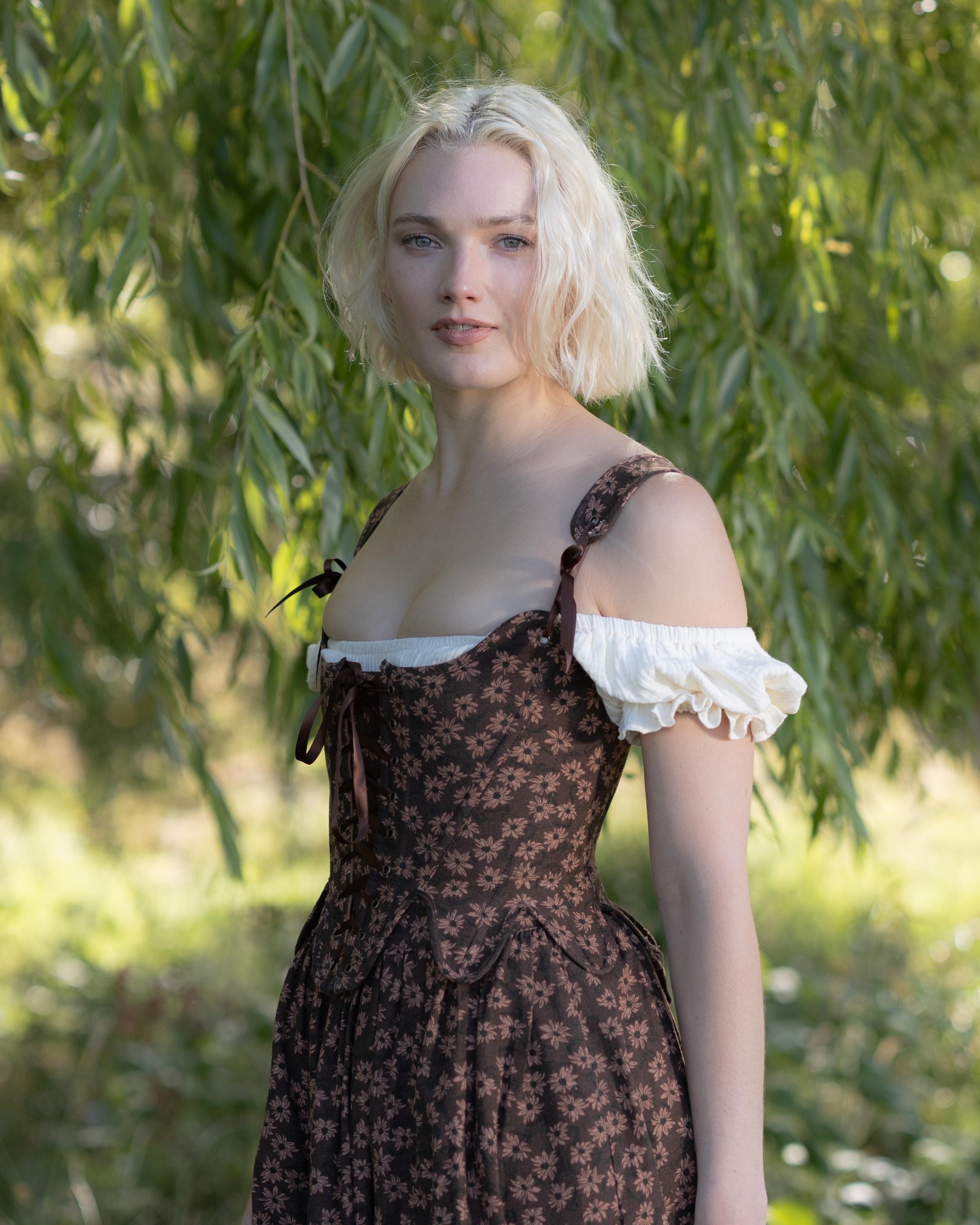 milkmaid dress with corset Heidi Black Floral Corset Summer Milkmaid Dress main image 0