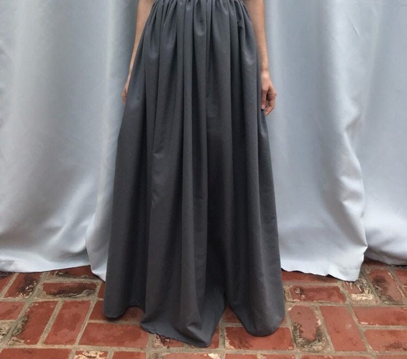 Long Grey Gathered Maxi Skirt for Renaissance/Historical Costumes MADE TO ORDER image 4