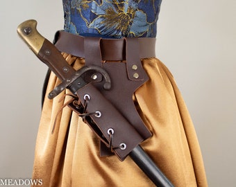 Scabbard for Renaissance, Medieval, Viking, LARP, Cosplay Costumes | Sword Holder Sheath for Dagger or Knife Vegan Leather