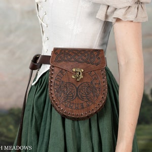 Medieval Belt Pouch POUCH ONLY Dragon Vegan Leather Bag Renaissance Faire Medieval Viking LARP Cosplay Costumes Renaissance Accessories image 2