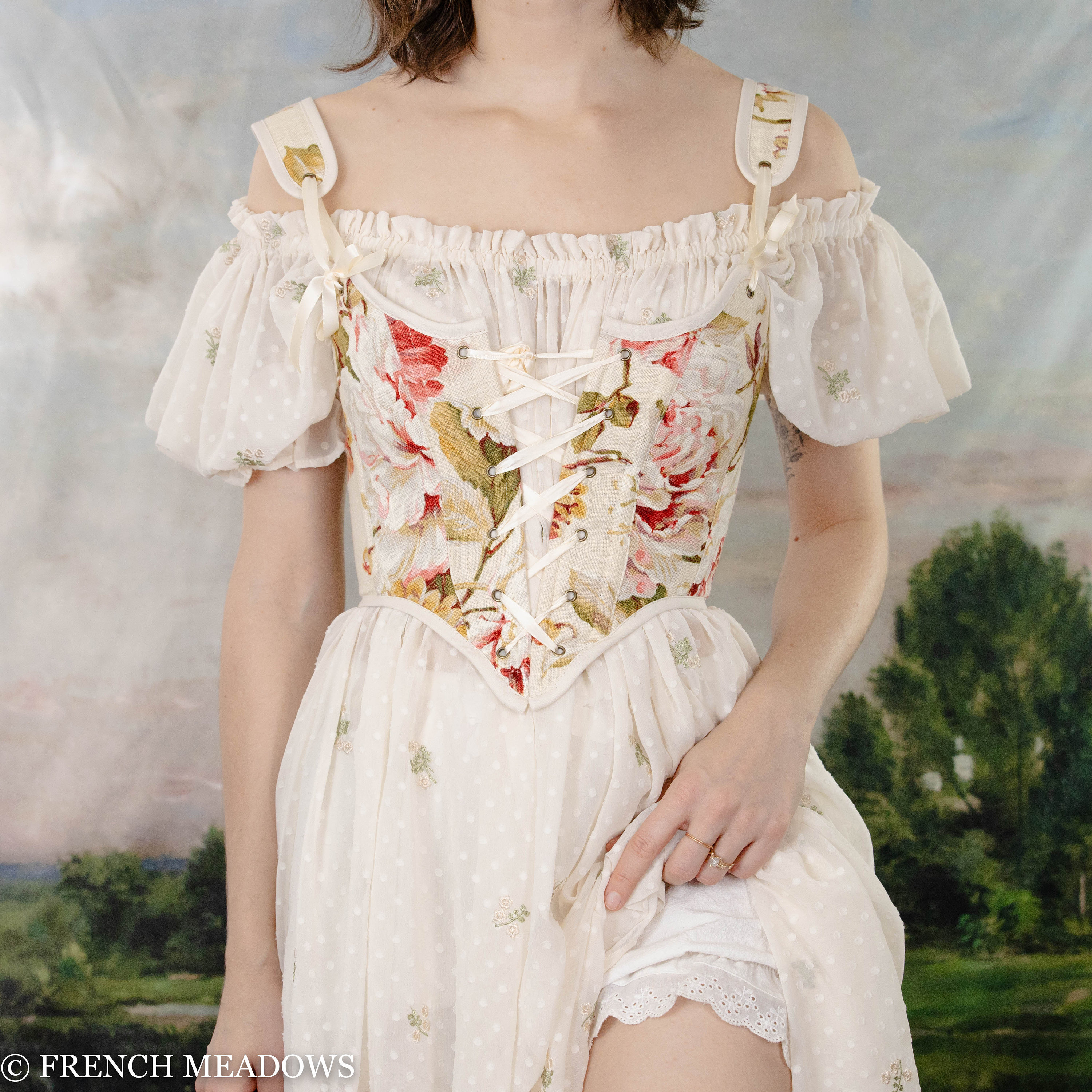 READY TO SHIP Renaissance Corset Bodice Stays Floral Tea Rose Corset Top  Renaissance Costume Fairy Cottagecore Princess Front Lacing -  Israel