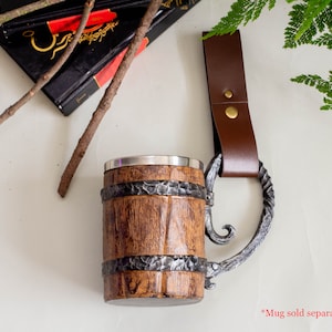 Mug Holder Tankard Strap Tavern Mug Strap Renaissance Faire Belt Accessory Medieval, Viking, LARP, Cosplay Costumes Vegan Leather image 3