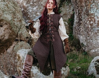 Brown Quilted Gambeson | Women's Padded Armor for Cosplay and LARP