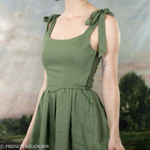 Ivy Green Linen Corset Top | Casual Corset Without Boning Unboned Corset Tie Top with Zipper Bustier Y2K Vintage Renaissance Faire Hobbit