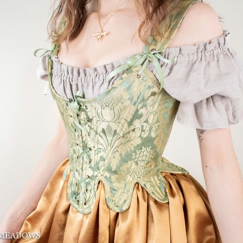 Renaissance Corset Bodice in Sage Green Silk Cottage Core - Etsy