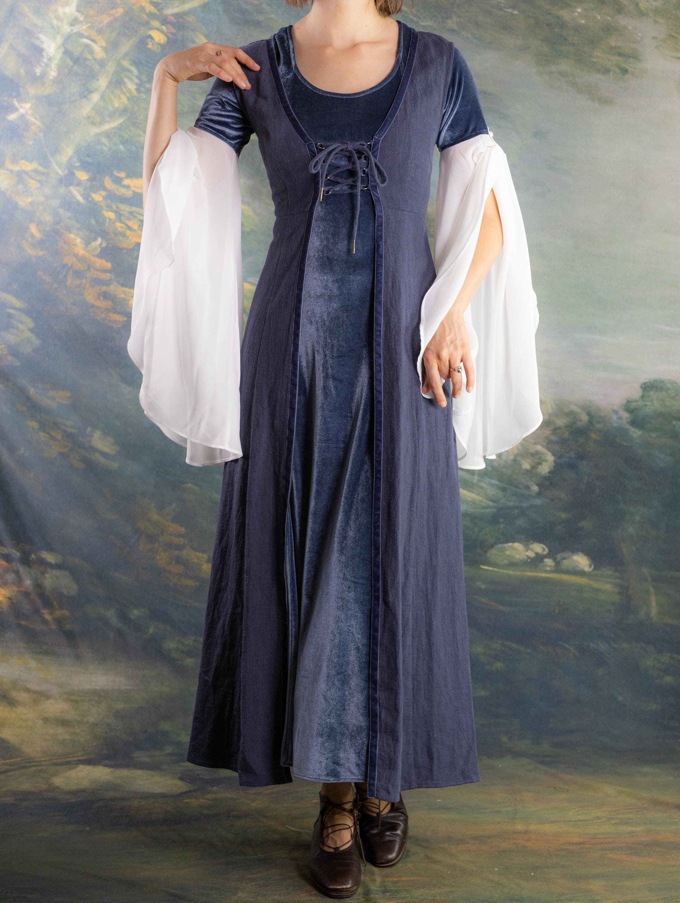 ice blue medieval dress Danielle Reversible 4-Way Silk/Cashmere WAss26p color:copper blue and blue