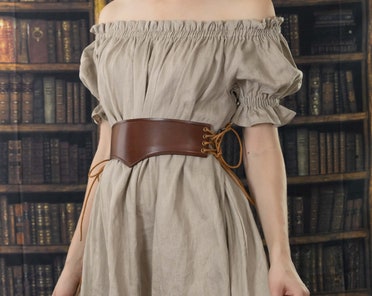 Leather Corset Belt Renaissance Cinch Belt Daily Wear Joukavor Women main image 4