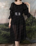 Black Chiffon Long Puff Sleeve Renaissance Dress | Chemise Pirate Blouse Off the Shoulder Witch Vampire Ethereal Gothic Dark Fae Plus Size