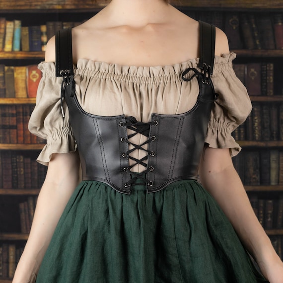 Leather Medieval Corset Underbust Belt Costumes, Medieval