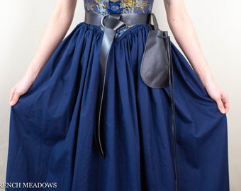Navy Blue Renaissance Skirt | Long Gathered Maxi Midi Skirt for Renaissance Faire Cosplay Larp Medieval Historical Reenactment Cottage Core