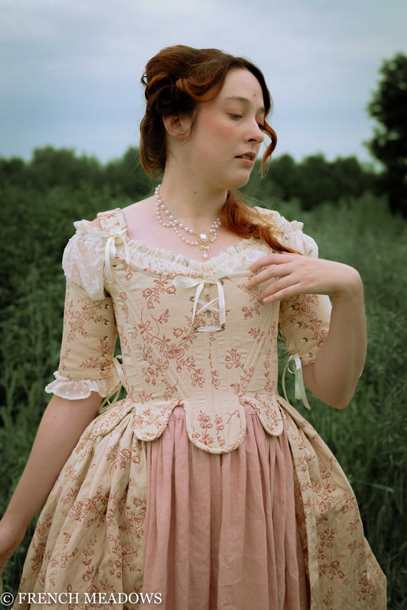 Size L READY TO SHIP Renaissance Corset 18th Century Stays in Rosey Ivory  Floral Marie Antoinette Rococo Cottagecore Princess Cinderella -  Canada