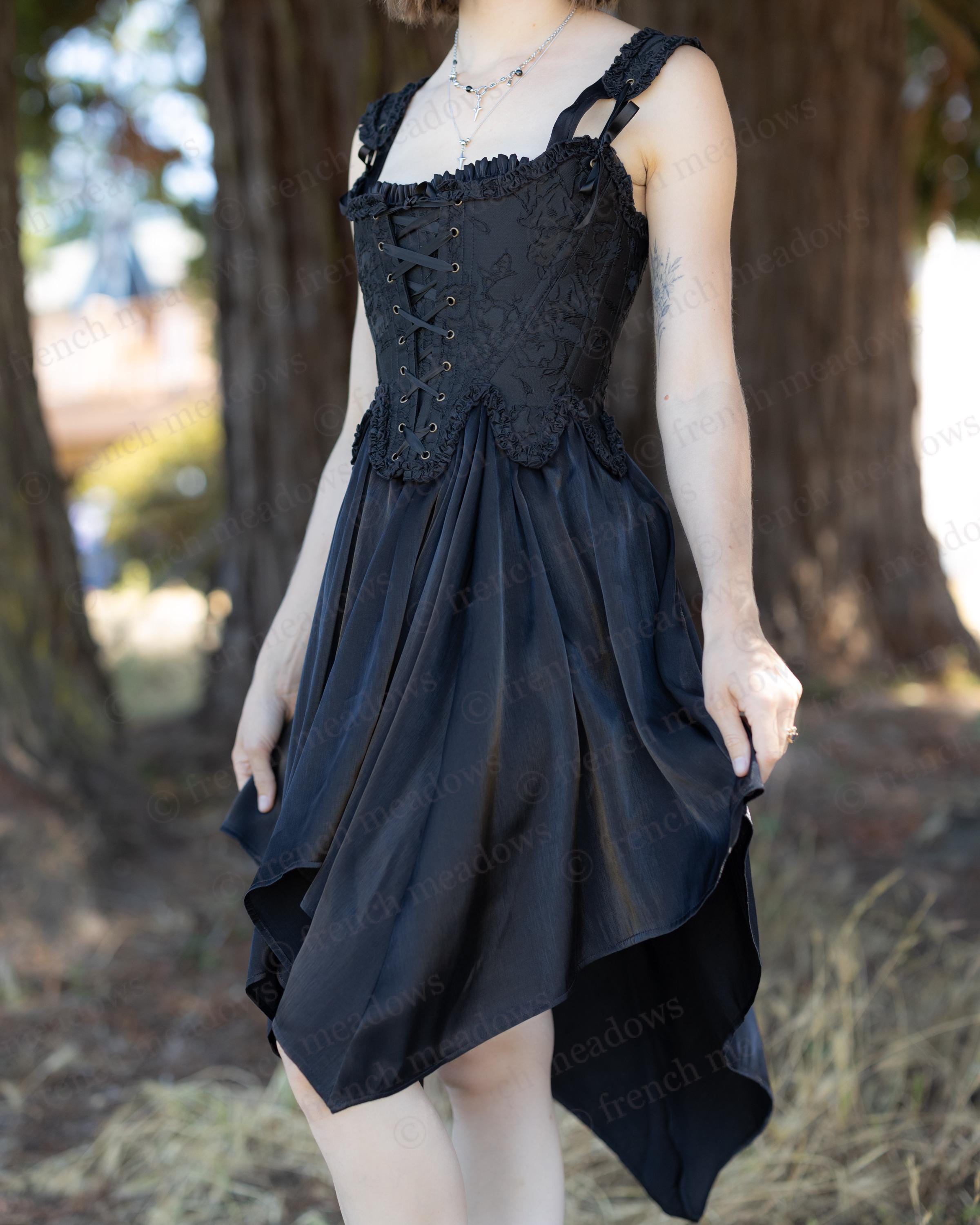 mite   fairydress ブラック Black Flutter Fairy Dress | Iridescent Handkerchief Hem