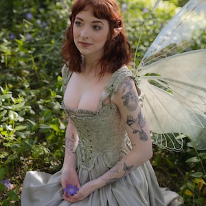 Corsé de satén floral verde menta del siglo XVIII: corpiño de corsé rococó imagen 5