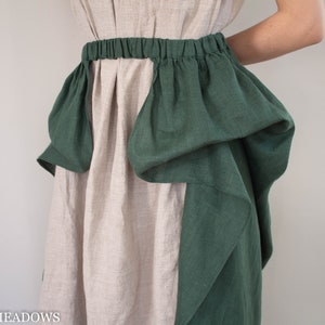 Dark Green Linen Over Skirt, Bustled Renaissance Skirt, Open Front ...