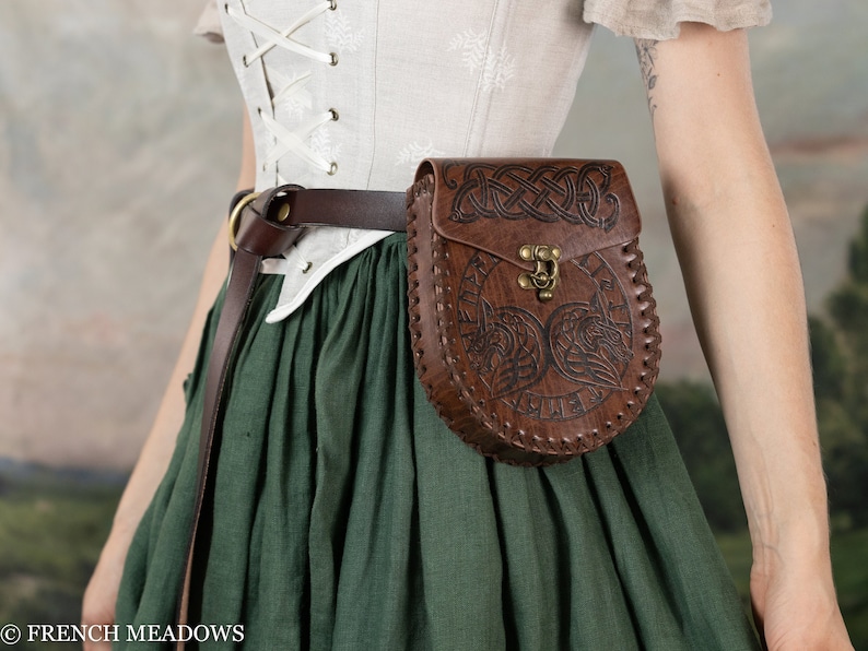 Medieval Belt Pouch POUCH ONLY Dragon Vegan Leather Bag Renaissance Faire Medieval Viking LARP Cosplay Costumes Renaissance Accessories image 1