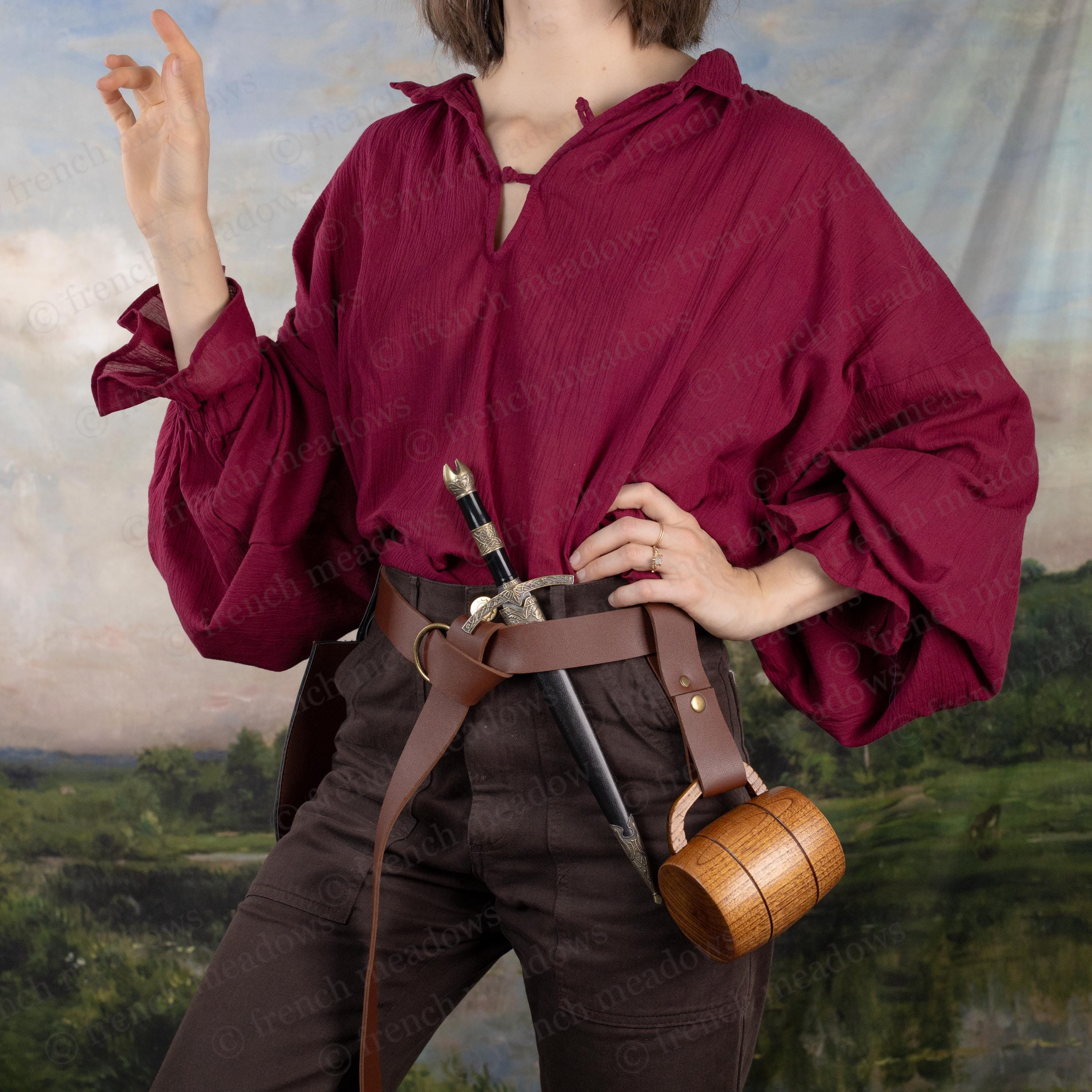 Darcy Shirt | Mens Renaissance Shirt Medieval Tunic S / Red, image size:3000x3000