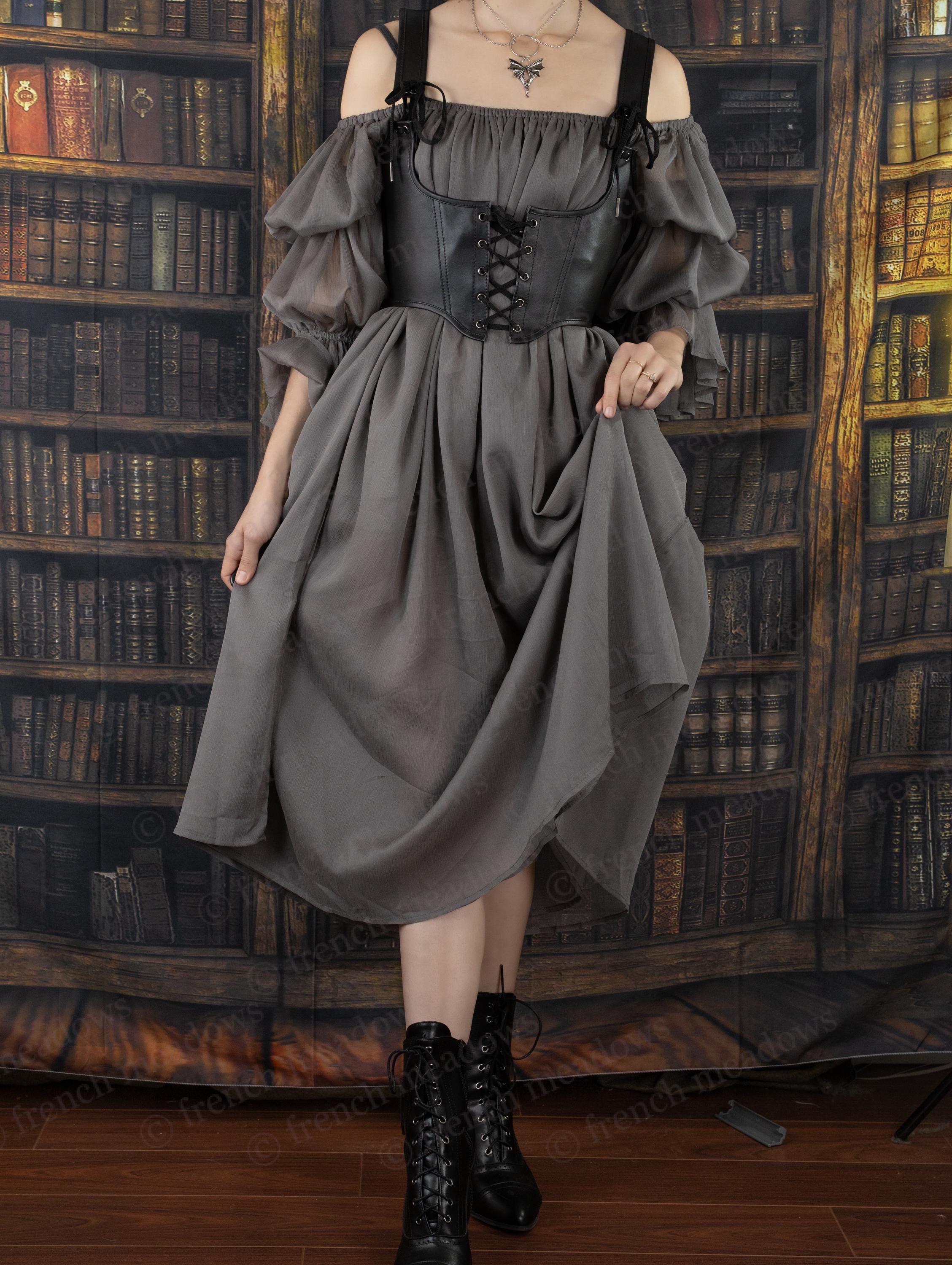 Grey Chiffon Renaissance Chemise Dress - Etsy Grey Chiffon Renaissance Chemise Dress - Etsy