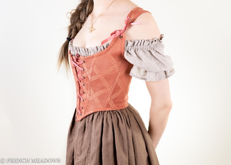 Renaissance Corset Peasant Bodice Stays In Pink Rose Gold Etsy
