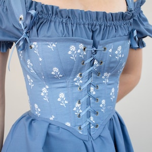 Blue Floral Renaissance Corset Bodice Stays