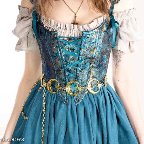 Ceinture Renaissance lune en métal | Ceinture chaîne Ceinture tarot Ceinture médiévale FairyCore Gothique Renaissance Faire fête Costumes Bijoux Sorcière Fée Grunge