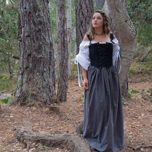 Long Grey Gathered Maxi Skirt for Renaissance/Historical Costumes MADE TO ORDER image 3