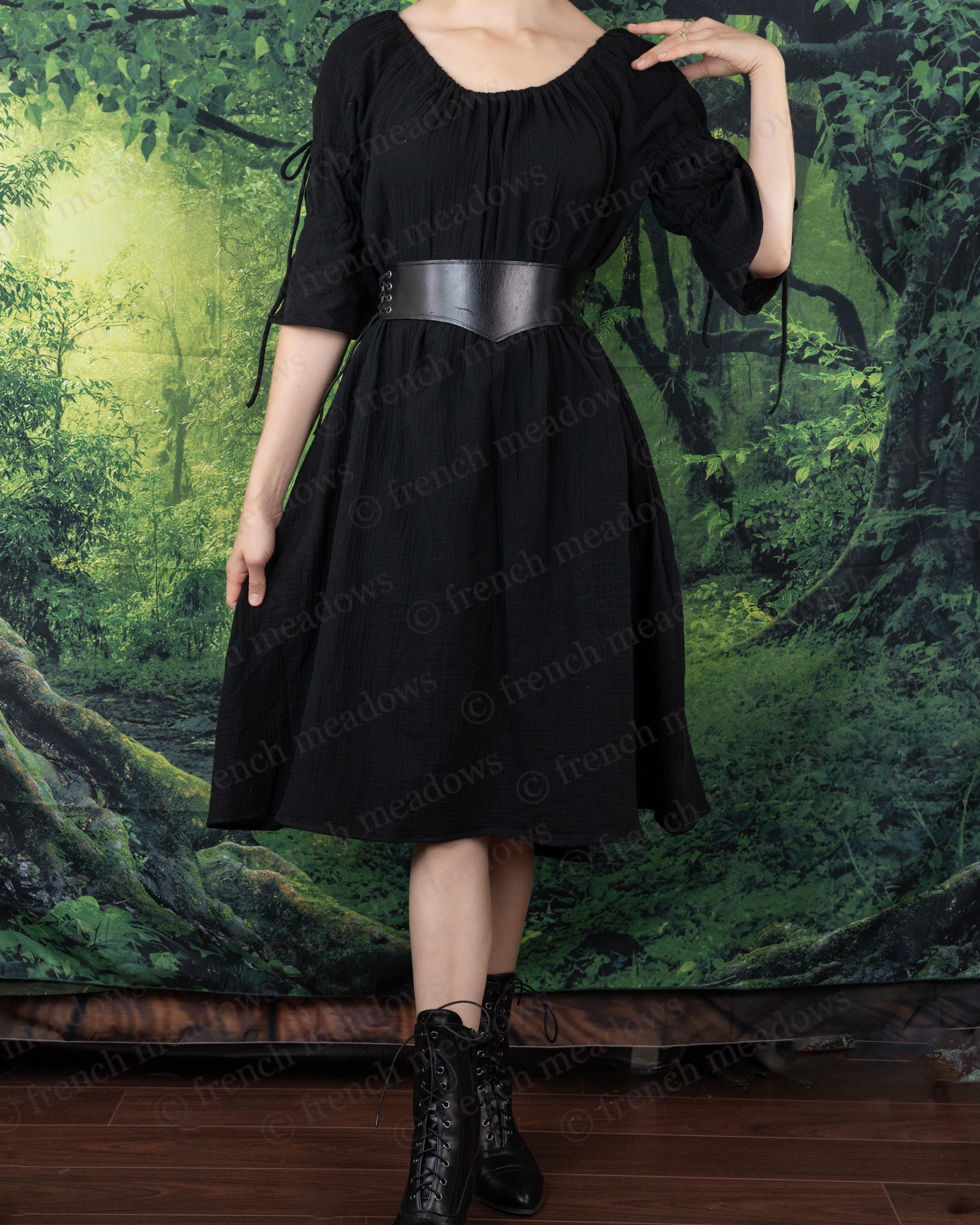 Black Cotton Puff Sleeve Renaissance Dress | Chemise Pirate