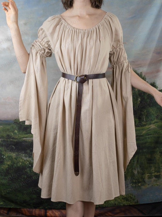 Natural Linen Bell Sleeve Chemise S