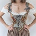 Renaissance Corset Bodice Stays in Grey Jacobean Floral with Peacocks | Floral Corset Top Flower Corset French Vintage CottageCore Princess 