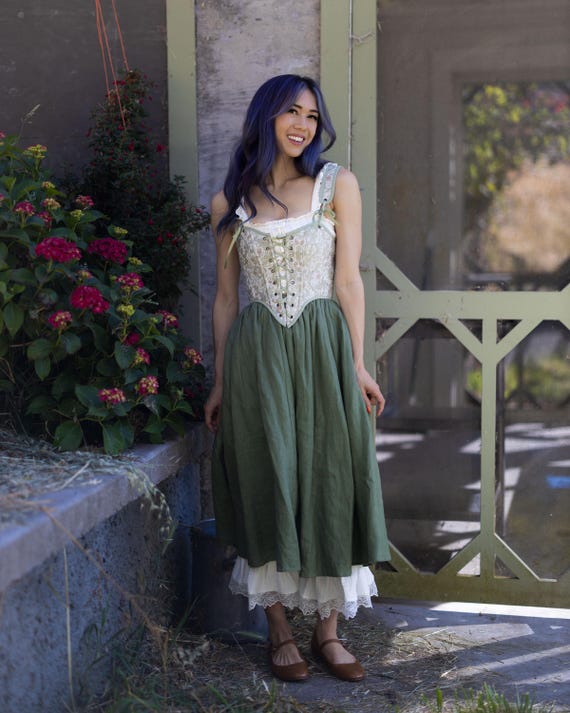 Green Floral Jacquard Corset Top | Renaissance Bodice Stays Strapless  Costume Cottagecore Princess Front Lacing Fairy Embroidered Mint - Etsy