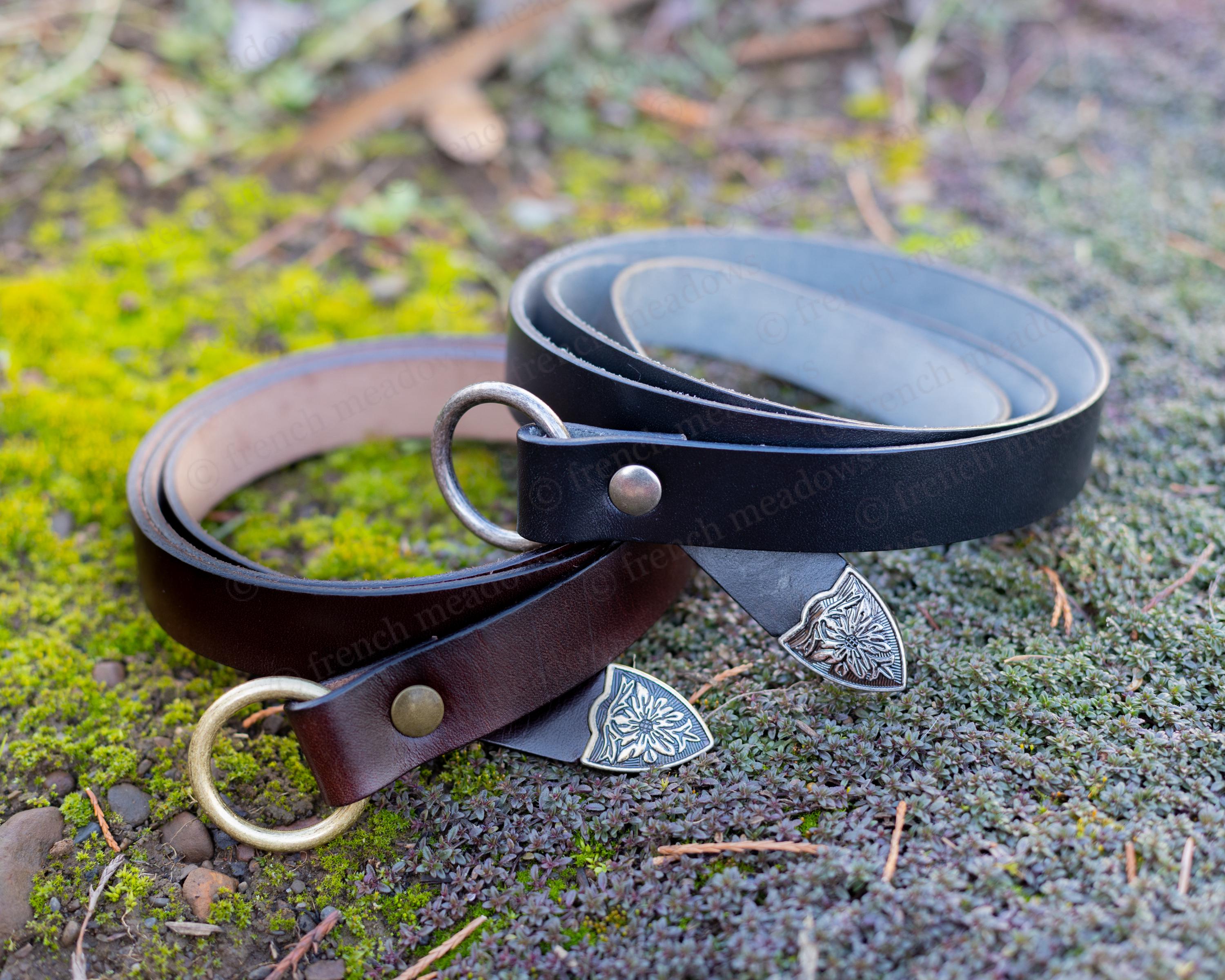 小物 W RING LEATHER BELT YIZITLAA Medieval Belt Skirt Hikes Double Ring Leather Loop