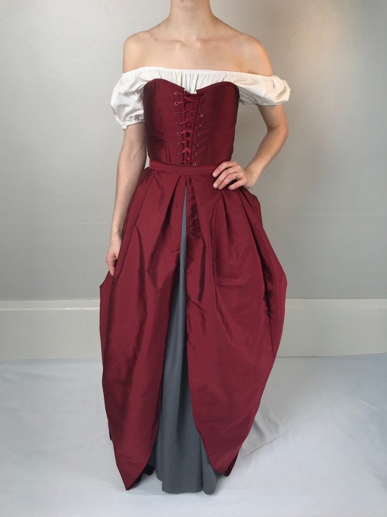 Renaissance Faire Corset Bodice in Wine Red with Straps or | Etsy