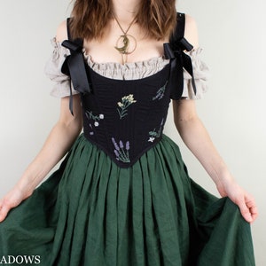 Renaissance Corset Bodice Stays Black Floral Embroidered - Etsy