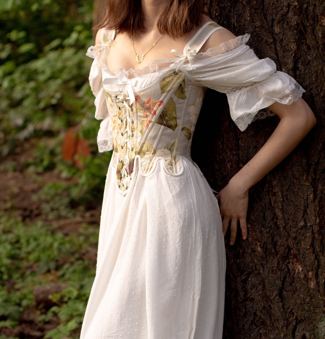 White Renaissance Chemise Swiss Dot Lace White Dress Vintage pic