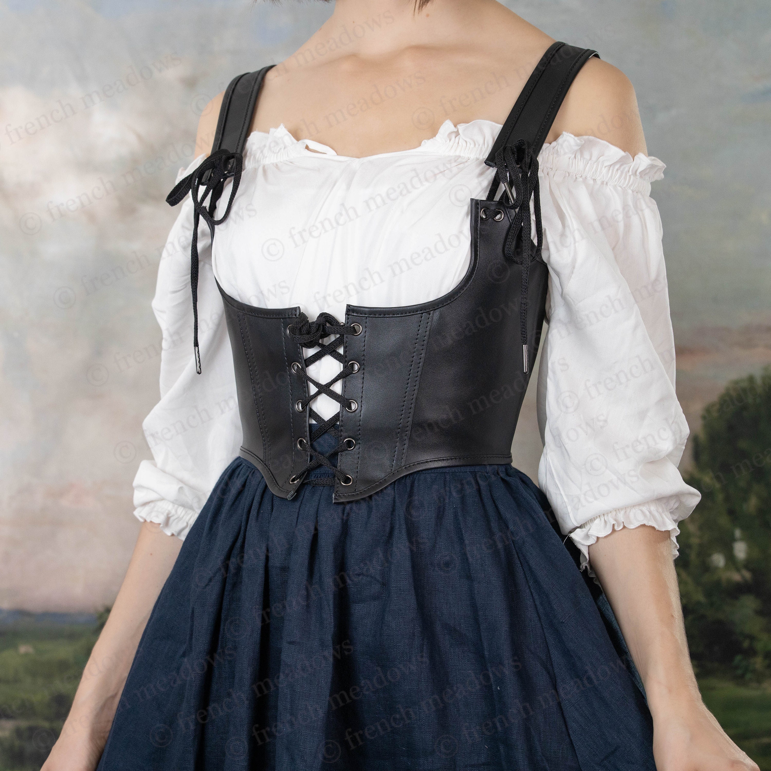 Black Leather Underbust Corset Belt: Renaissance Faire Bodice - Etsy