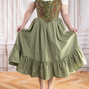 Sage Linen Midi Skirt: Ruffle Hem, Cottagecore Renaissance Costume image 10