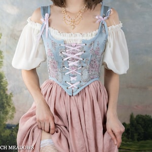 Handgemaakt rococo-jacquard korset lijfje: renaissance cottagecore top