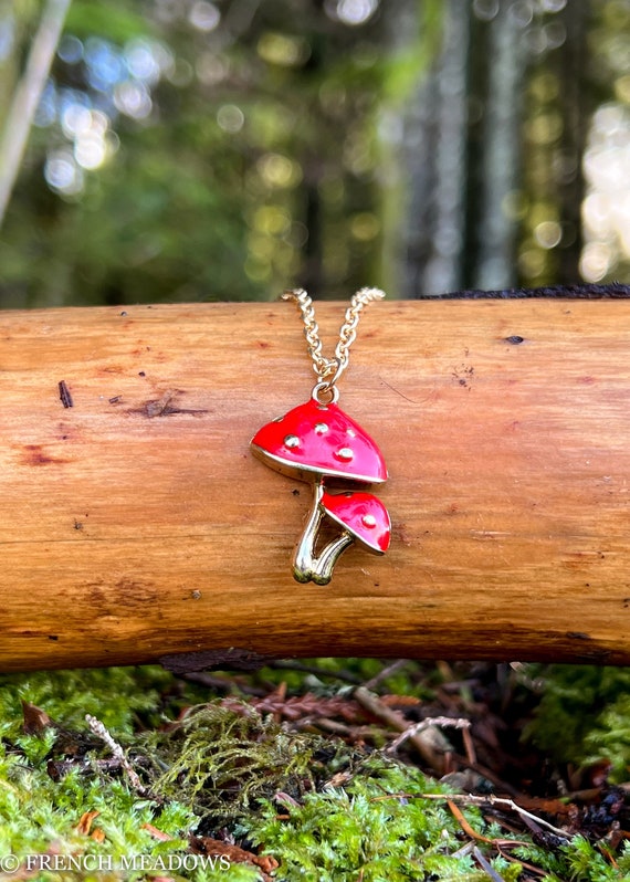 Red Mushroom Necklace Cottage Core Amanita Muscaria Gift for Friend Goblin Core Princess Fairy Forest Whimsical Nature Jewelry Etsy