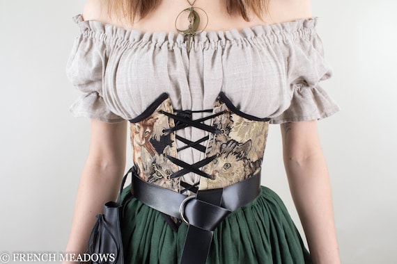 Cat Corset Belt Renaissance Belt in Brown Black Tapestry Underbust Corset  Waist Cincher Lace up Belt Vintage Belt Cottage Core Goblin Core -   Canada