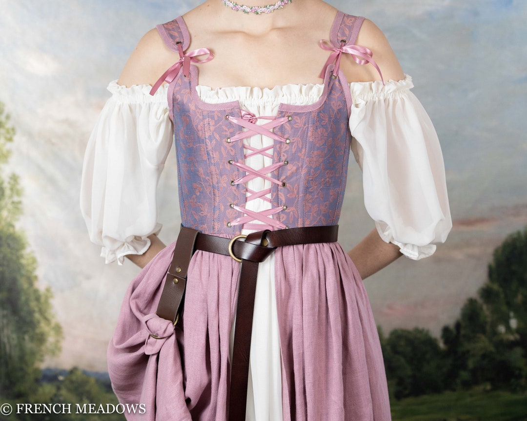 Renaissance Corset Dress Purple Floral Silk Rapunzel Dress Hobbit Dress ...