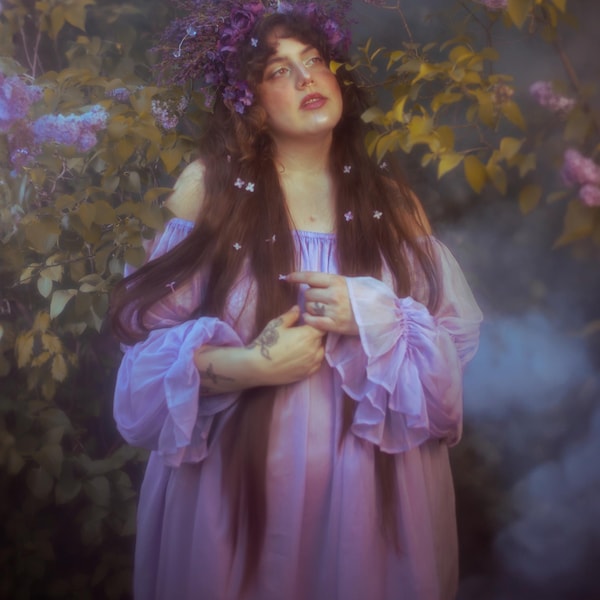 Lilac Chiffon Renaissance Dress: Light Purple Fairy Chemise