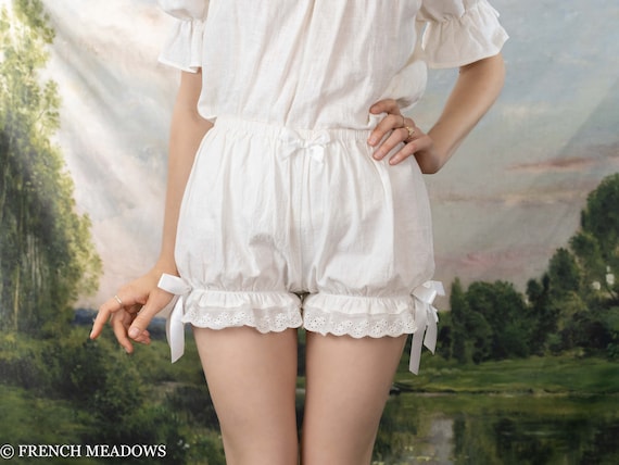 Victorian Bloomers Black or White Ruffled Bloomers Shorts