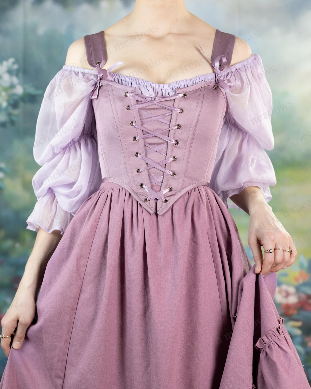 Purple Dusk Satin Corset Top: Renaissance Bodice, Cottagecore