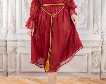 red chemise dress Mischa Boudair Hi-Lo Silk Chemise Night Gown
