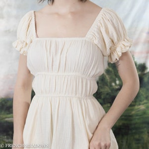 Cream Cotton Milkmaid Dress | Cotton Renaissance Chemise Short Sleeve Ruffle White Dress Nightgown Victorian Undergarment CottageCore Dress