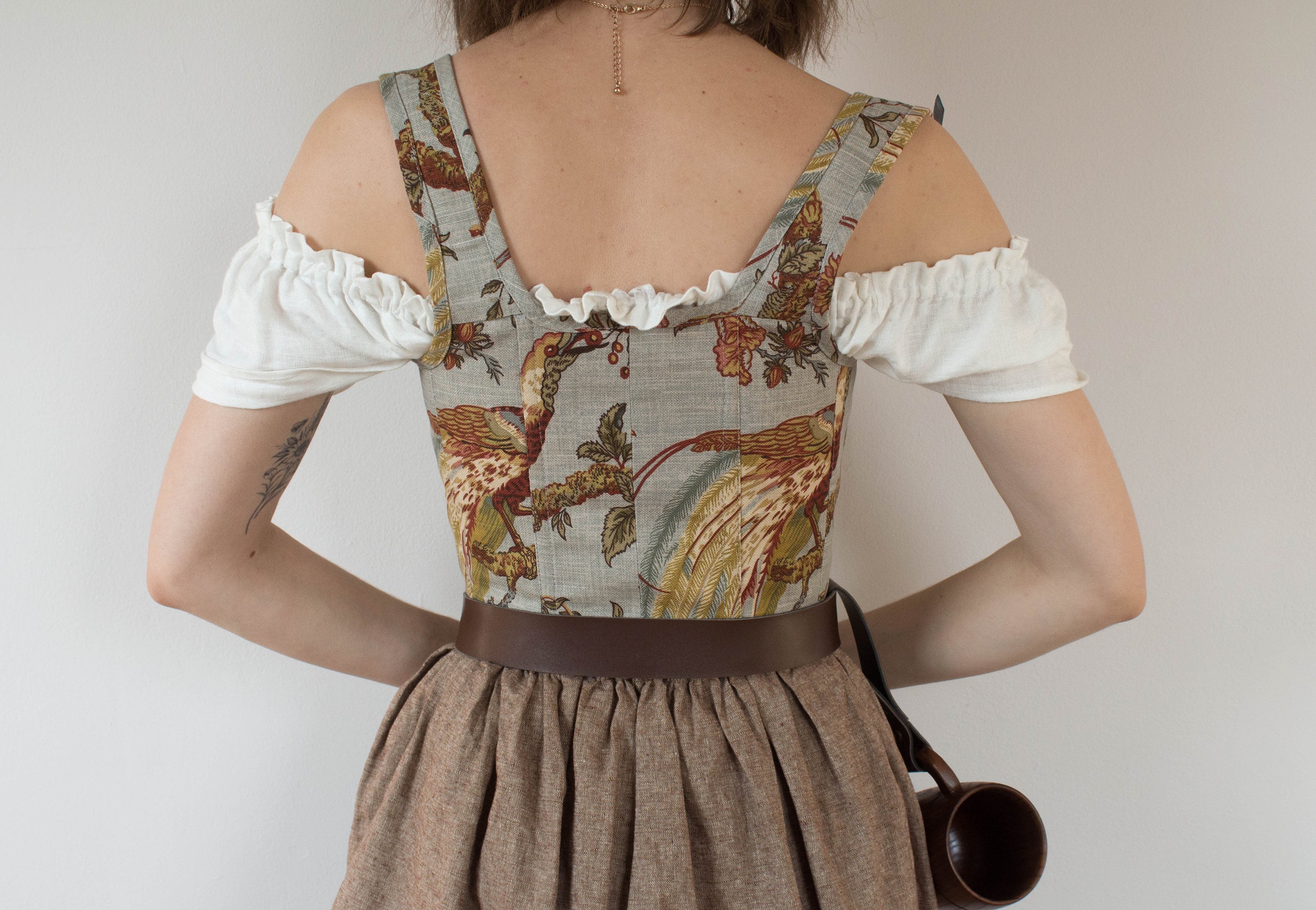 Renaissance Corset Bodice Stays in Grey Jacobean Floral With Peacocks  Floral Corset Top Flower Corset French Vintage Cottagecore Princess -   Canada