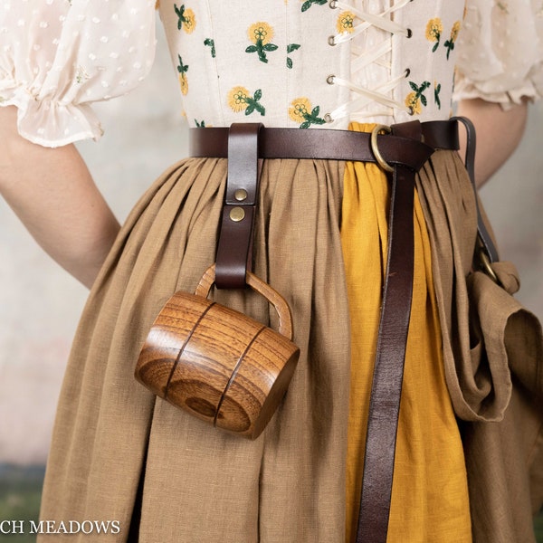 Leather Mug Holder | Tankard Strap | Tavern Mug Strap | Renaissance Faire Belt Accessory Medieval Viking LARP Cosplay Costumes Cow Leather